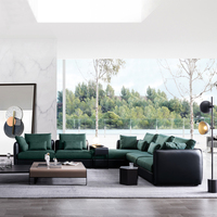 简意家具 现代极简 组合沙发 高端棉麻布+科技皮+实木底脚